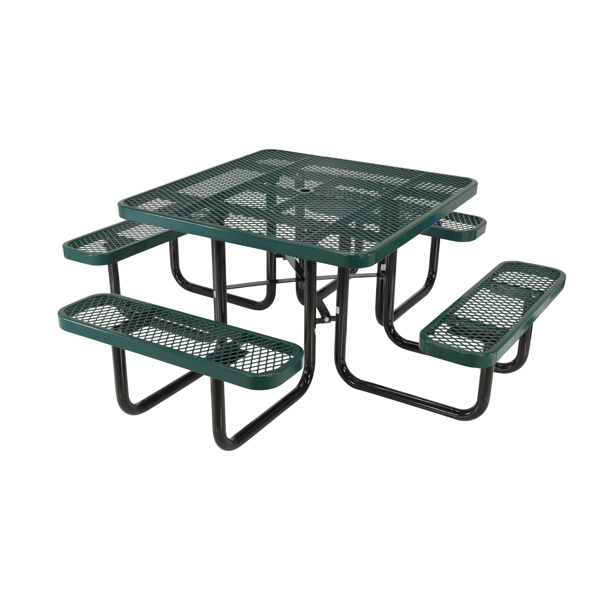 Vestil Picnic Table - Square Top, Expanded Metal, Green, 29in. Height, Model# PT-MX-ST-46-GN